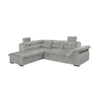 ECKSOFA mit Schlaffunktion und Bettkasten, verstellbare Armlehnen - Hellgrau, Textil (217/283cm) - ed exciting design