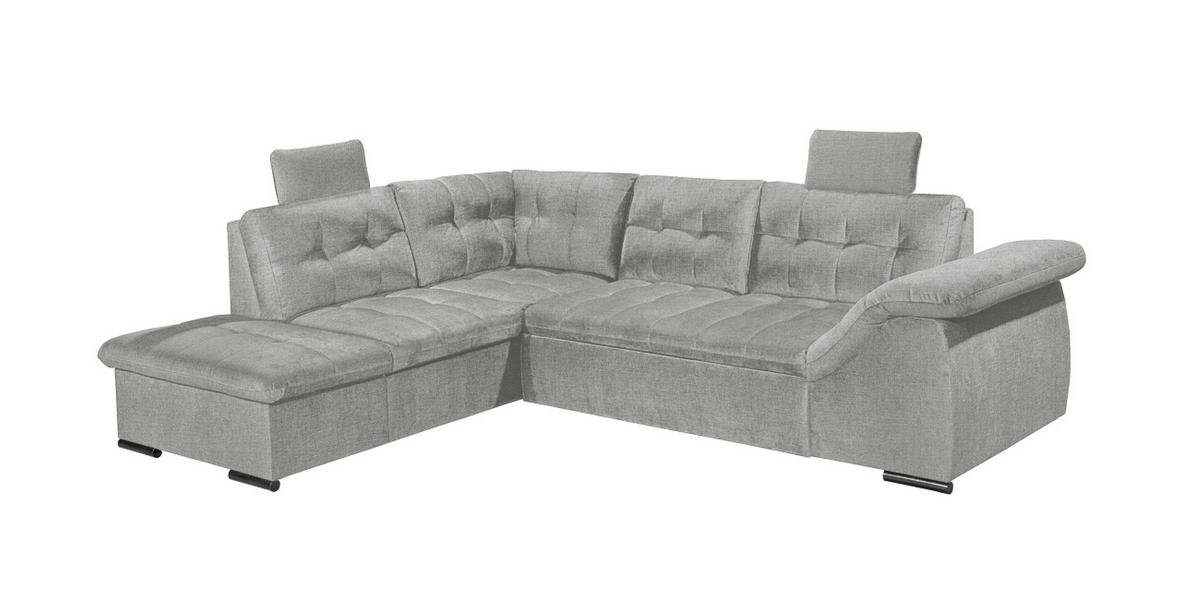 ECKSOFA mit Schlaffunktion und Bettkasten, verstellbare Armlehnen - Hellgrau, Textil (217/283cm) - ed exciting design