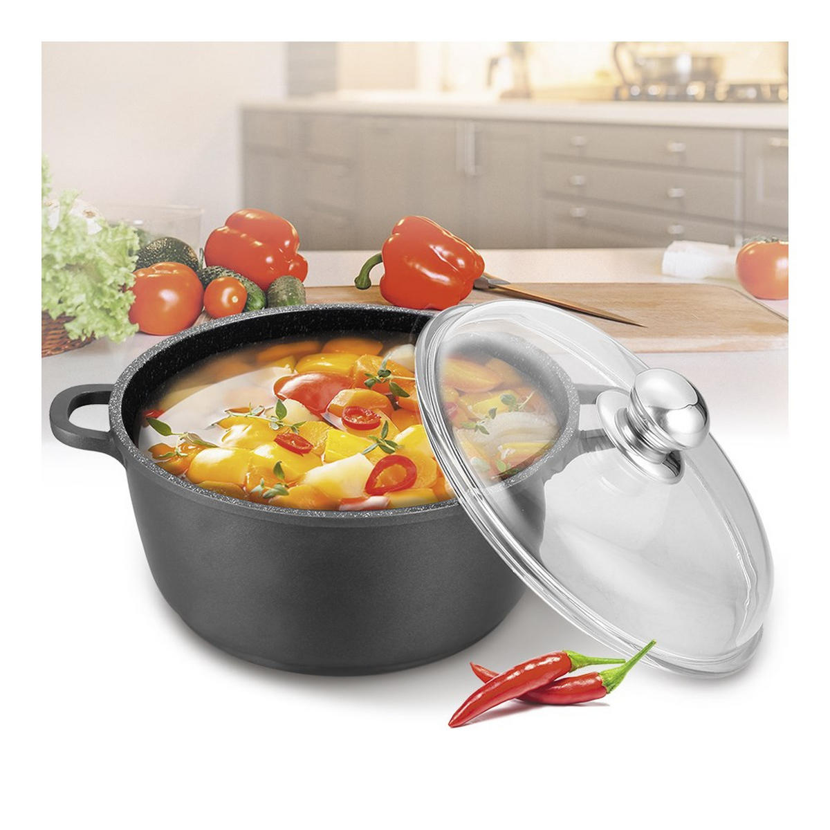 TOPF Schwarz 30/20/9 cm MR4620C - Schwarz, Metall (20cm) - Maestro 