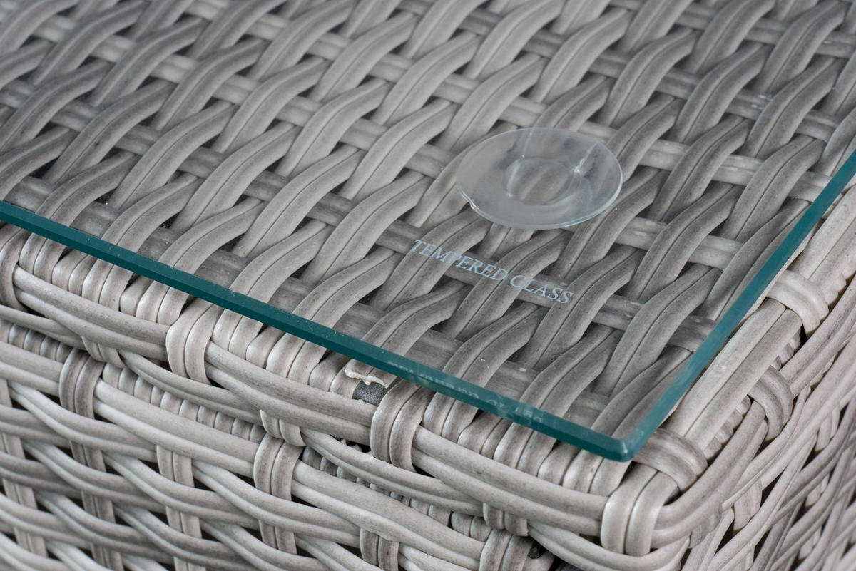 LOUNGESET Manila, Polyrattan, Weiß-Grau - Grau, Kunststoff/Metall - dasmöbelwerk