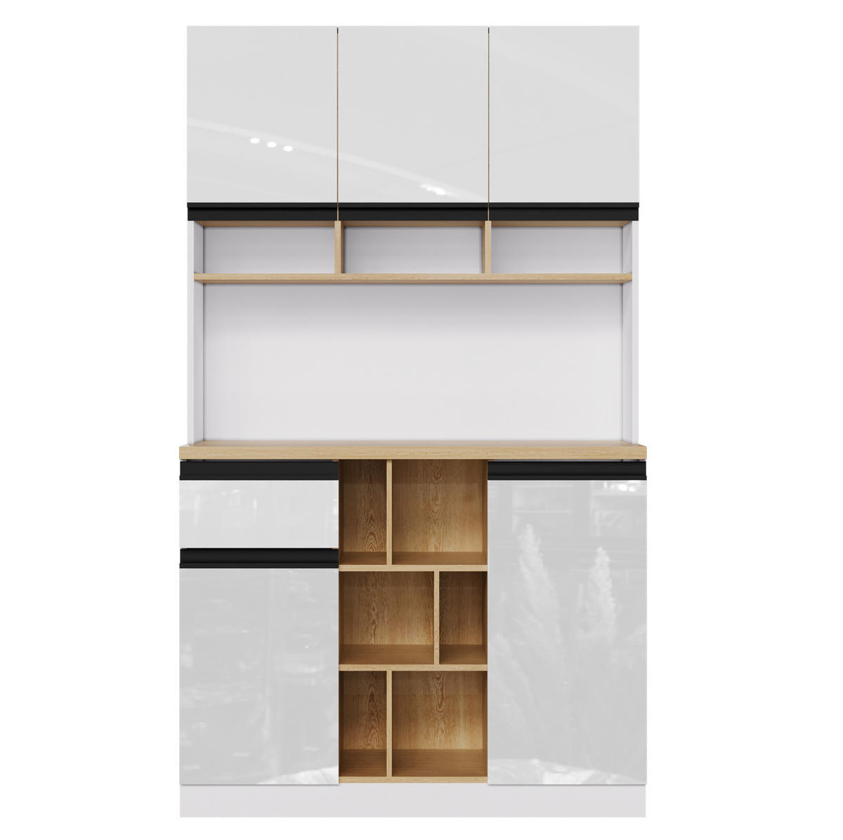 BUFFET 105/45/185 cm aus MDF mit Hochglanzfronten und verstellbaren Einlegeböden Weiß - Weiß, Holzwerkstoff (105/185/45cm) - Modenvie