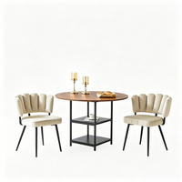 TISCHGRUPPE 3-tlg Rund Nussbaum-Optik 107cm - Beige, Holzwerkstoff/Metall (68/25/83.5cm) - Raelunyi
