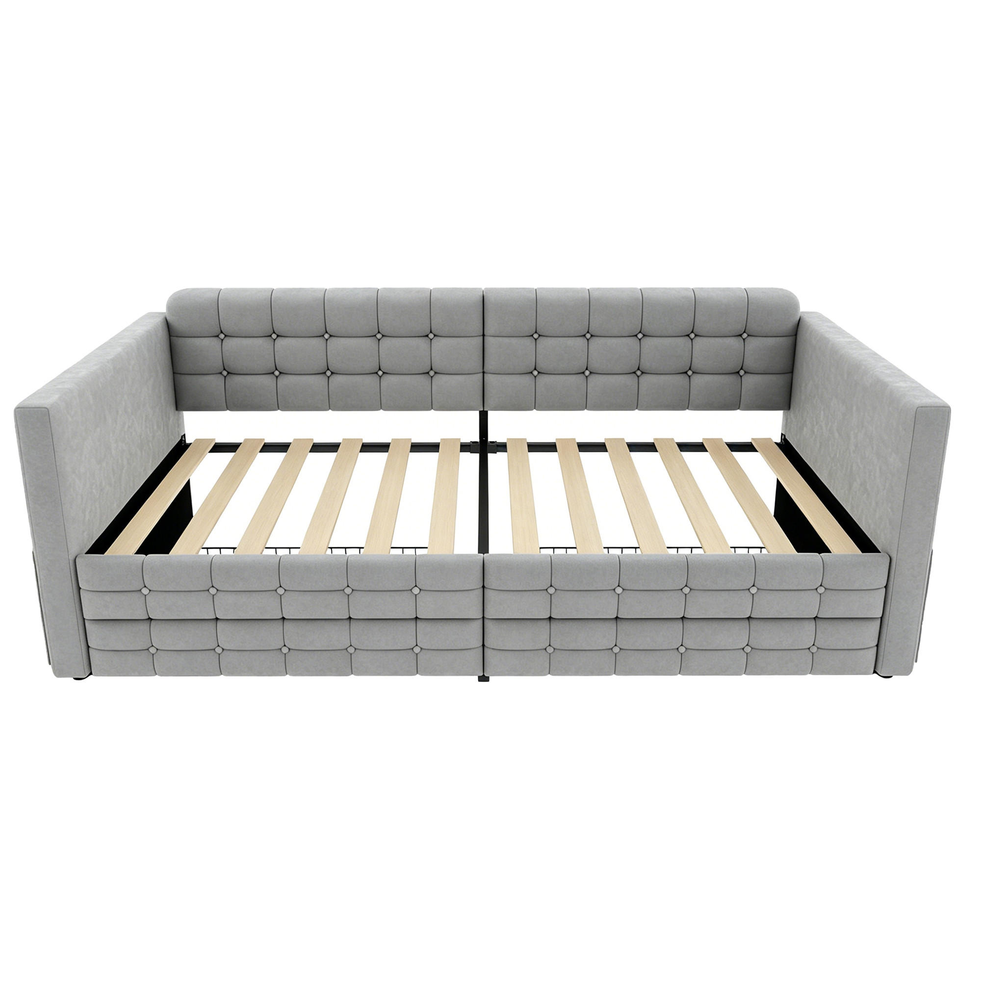 POLSTERBETT 90x190cm Schlafsofa Samt Stauraum Schubladen Grau - Hellgrau, Textil (90/190cm) - FLIEKS
