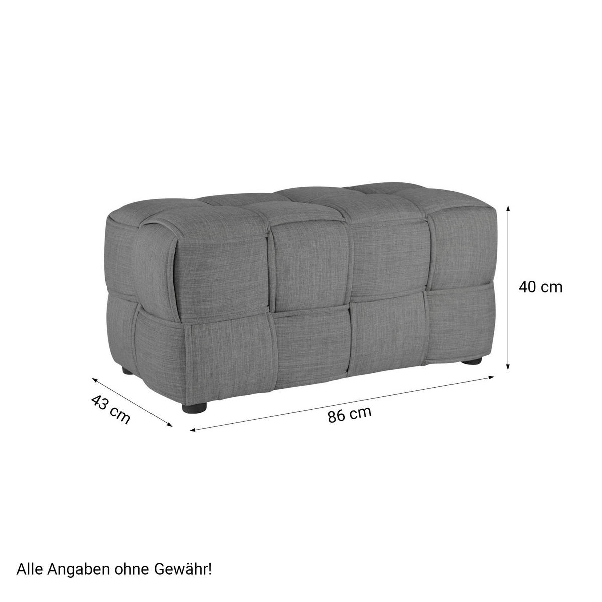 HOCKER in Polyester 86/40/43 cm in Grau - Grau, Textil (86/40/43cm) - Homestyle4u