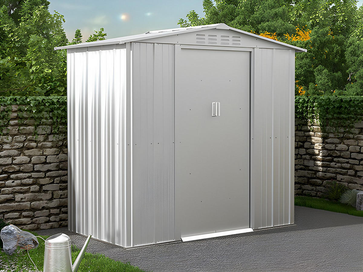 SCHREBERGARTENHAUS - 191 cm x 103 cm - metall - hellgrau Linus - Hellgrau, Metall (191/187/103cm) - Vente-Unique