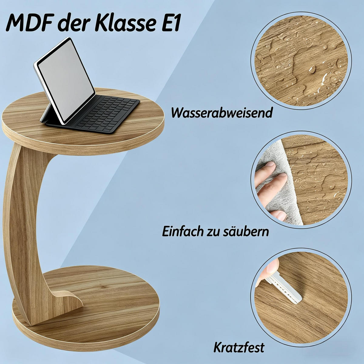 BEISTELLTISCH Eichefarben 38/38/55 cm - Hellbraun, Holzwerkstoff (38/38/55cm) - PANGIVO