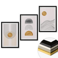 WANDBILDER 3er-Set - 40x60 cm Schwarzer Rahmen - Abstrakte Formen in Beige und Grau - Schwarz, Kunststoff (40/60cm) - ArtPrintCave