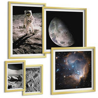 BILDER SET 5er Set - 50x50 cm & 20x30 cm & 40x60 cm Goldrahmen - Astronautenfoto vom Mond - Goldfarben, Kunststoff (40/60cm) - TULUP