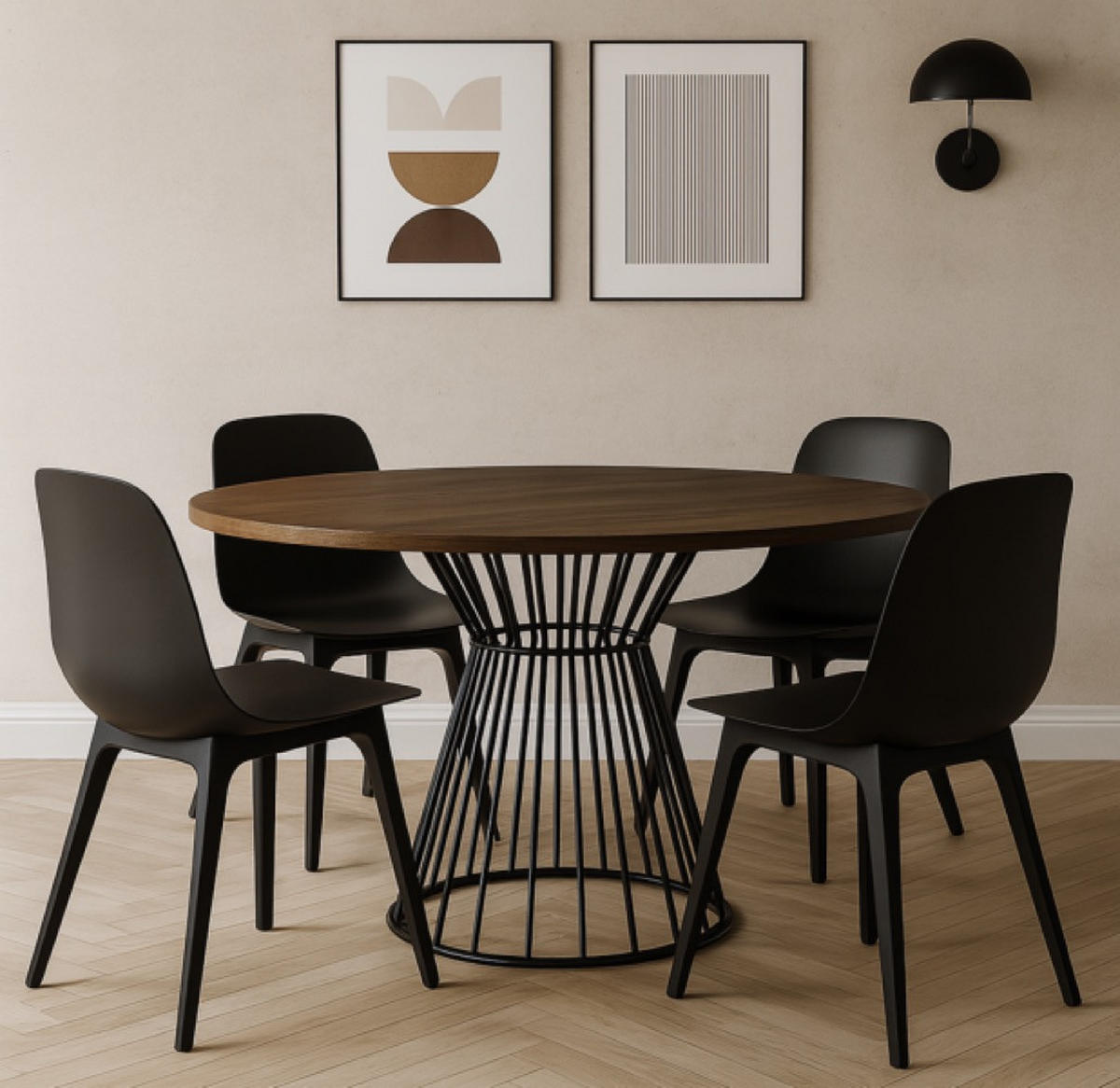 TISCH Braun Reo Metallbasis Sonoma Eiche Rund 90 cm - Braun, Holzwerkstoff (90/90/76cm) - Sepro Meble