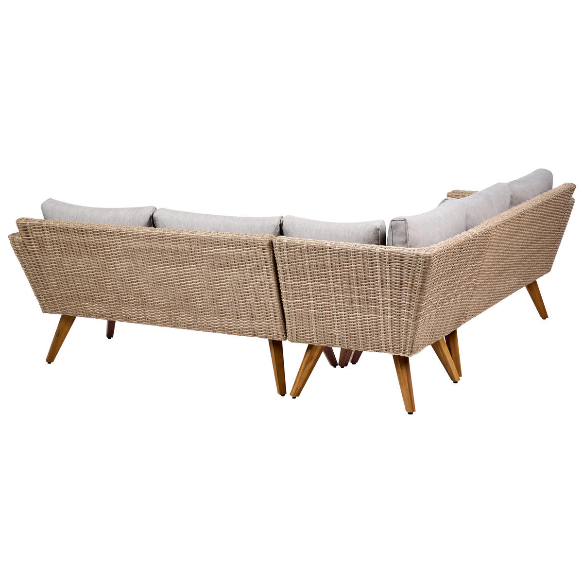 GARTEN-ECKSOFA mit Tisch 6-Sitzer Polyrattan Grau Vittoria - Dunkelgrau/Braun, Kunststoff - Beliani
