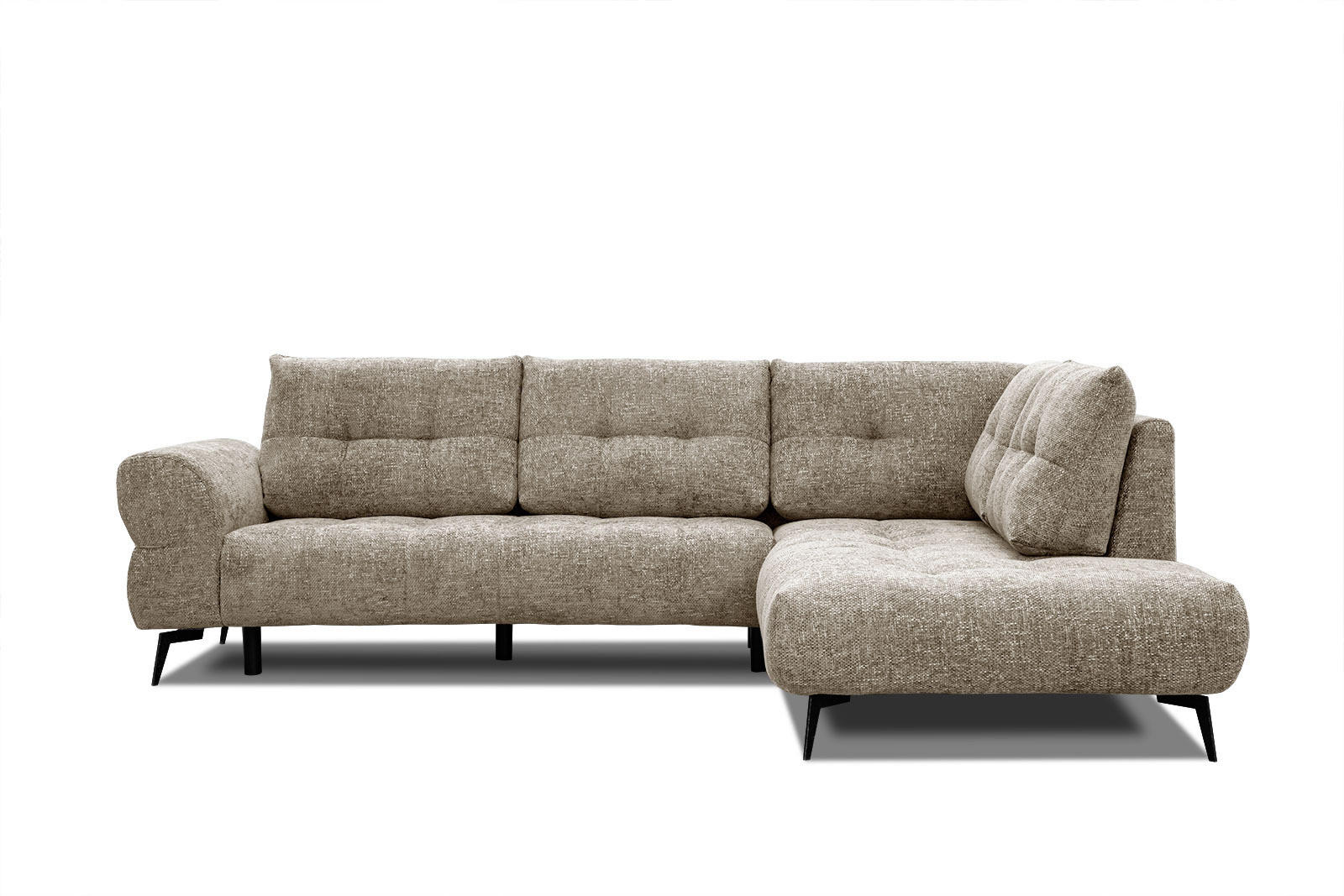 ECKSOFA SALVINI 5-Sitzer, taupe - Taupe/Schwarz, Holzwerkstoff/Textil (292/158cm) - Courtois Laville