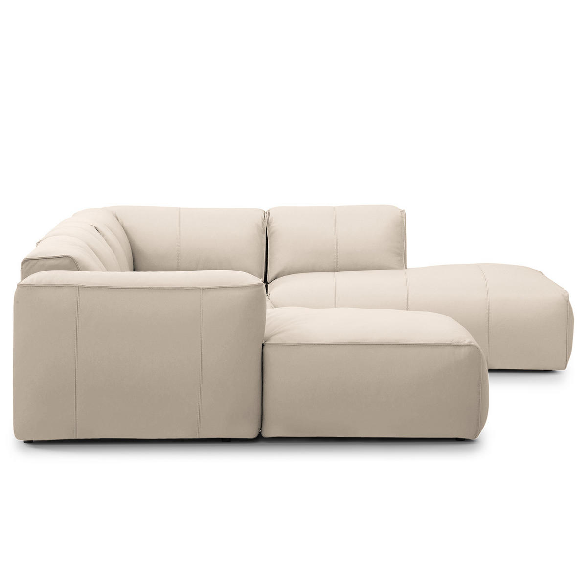 WOHNLANDSCHAFT mit Longchair - Hellgrau/Schwarz, Leder/Kunststoff (325/71/235cm) - home24