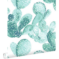 TAPETE gemalte Kakteen in Blüte 53 cm x 10.05 m - Weiß, Papier (53/1000cm) - ESTAhome