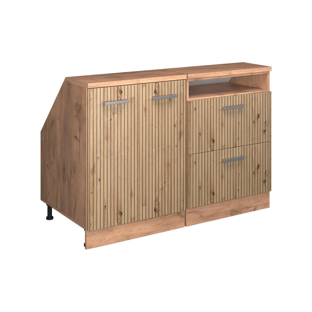 Vicco KUCHYŇSKÁ SKŘÍŇKA POD ŠIKMOU STŘECHU R-Line Řemeslný dub 120 cm Sada 2 korpusů skříně hloubka 60 cm