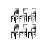 STUHL Bos 4 (6er Set) - Beige/Schwarz, Holz (43/94/40cm) - Leaf Design