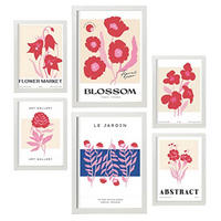 POSTER Set Mit 6 Blumen Blühen Natur Und Botanikdrucke Für Innenarchitektur A3 & A4 Weißer Rahmen - Weiß, Papier (29/3cm) - Nacnic