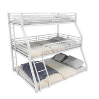 ETAGENBETT 90/200 cm aus Metall in Weiß – Dreifachbett mit 2 Leitern - Weiß, Metall (90/200cm) - BEAOK