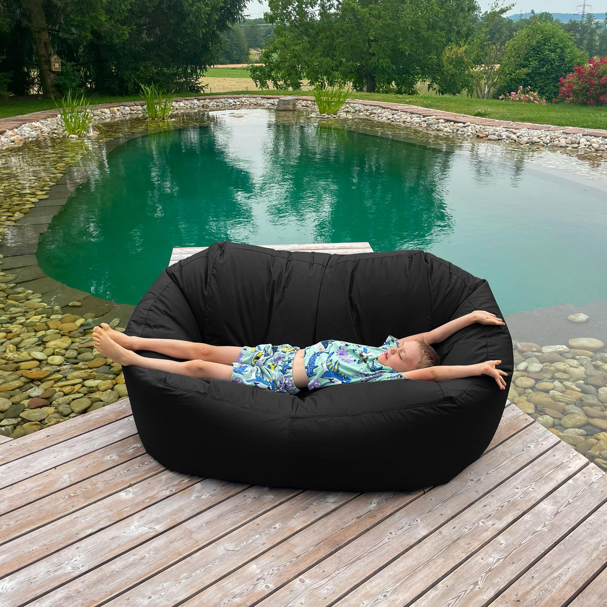 SITZSACK SOFA Lounge schwarz für Indoor und Outdoor - Schwarz, Textil (1600/60/1000cm) - Bruni