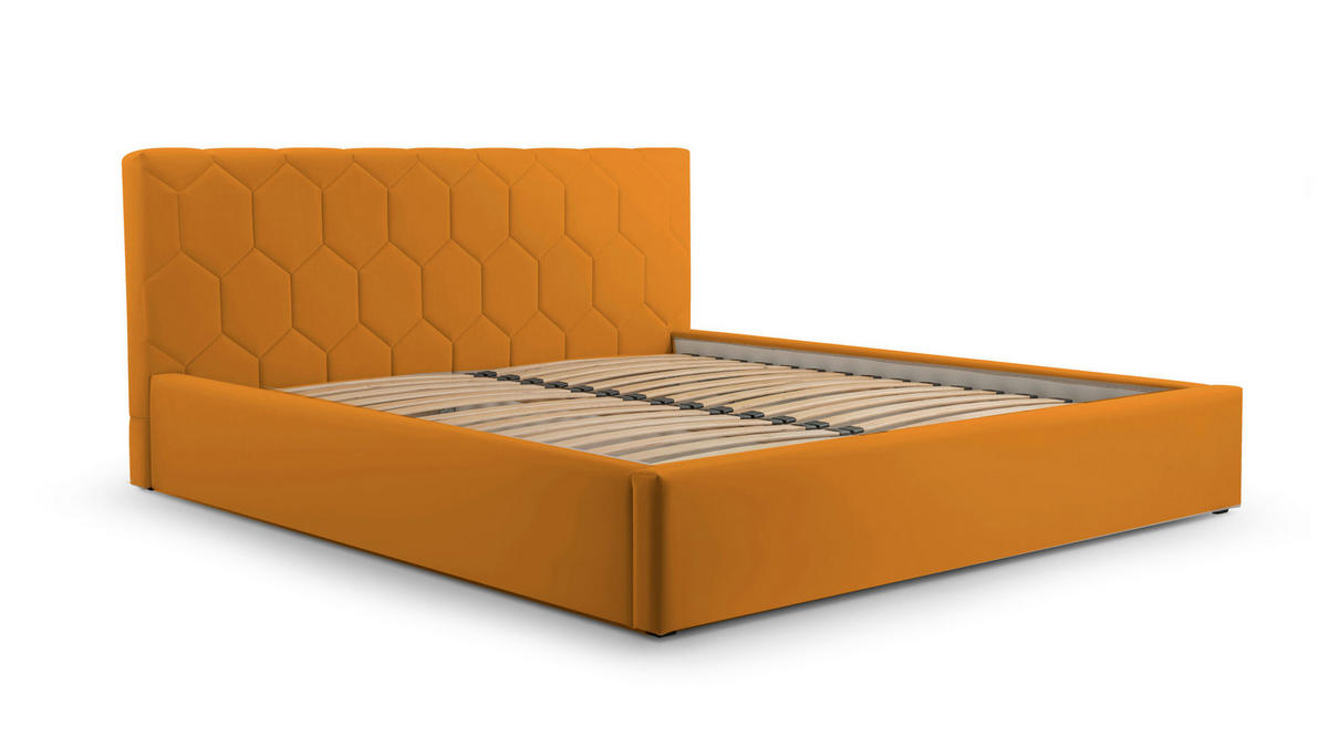 POLSTERBETT Bett 02 - 160x200 - Amber - Gelb, Holz/Textil (160/200cm) - Möblo
