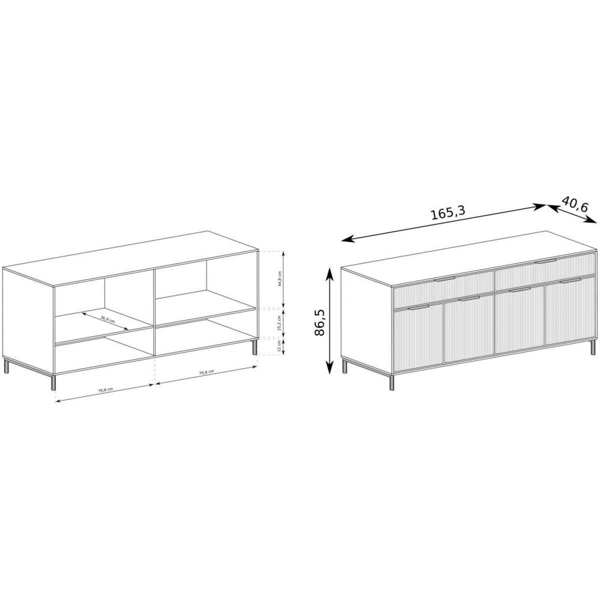 KOMMODE Linna 4D2S dunkelblau 165 cm - Schwarz/Dunkelblau, Holzwerkstoff/Metall (165/86/40cm) - Beautysofa