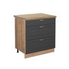 KÜCHENUNTERSCHRANK Fame-Line Anthrazit-Gold 80 cm mit 3 Schubladen AP Eiche - Honigeiche/Anthrazit, Holzwerkstoff (80/82/60cm) - Vicco