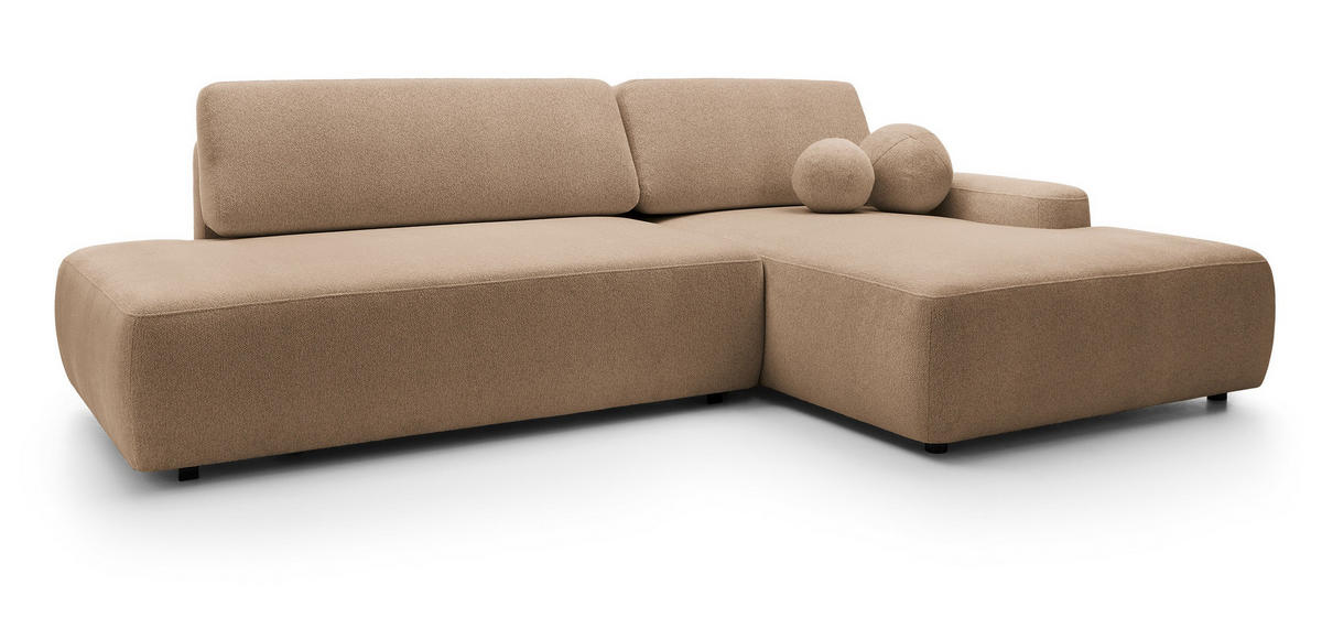 ECKSOFA 275 cm mit Schlaffunktion Orea O, Rechts, Braun - Braun, Holz (164/276cm) - Emporius