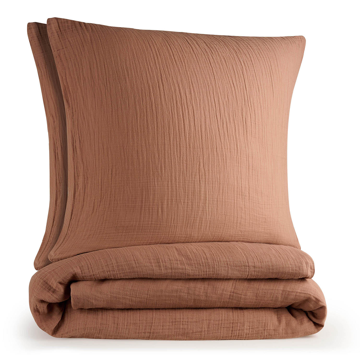 BETTWÄSCHE Musselin, 100% Baumwolle, 200/200 cm & 2x 80/80 cm, Kupferfarben - Kupferfarben, Textil (200/200cm) - Blumtal