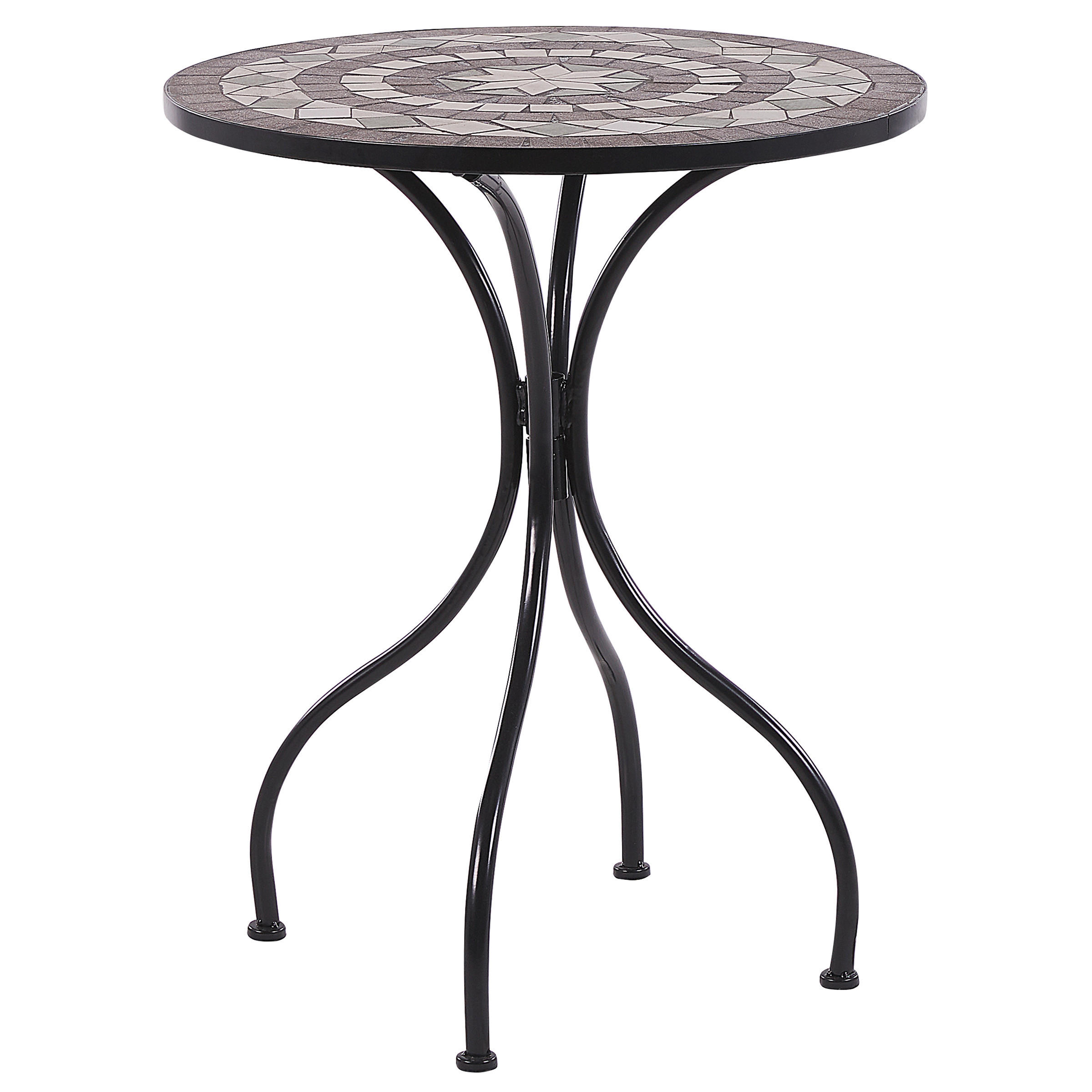 GARTENTISCH Eisen schwarz Mosaik 60 cm Cariati - Schwarz, Metall (60/60/73cm) - Beliani