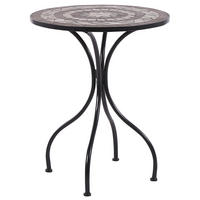 GARTENTISCH Eisen schwarz Mosaik 60 cm Cariati - Schwarz, Metall (60/60/73cm) - Beliani