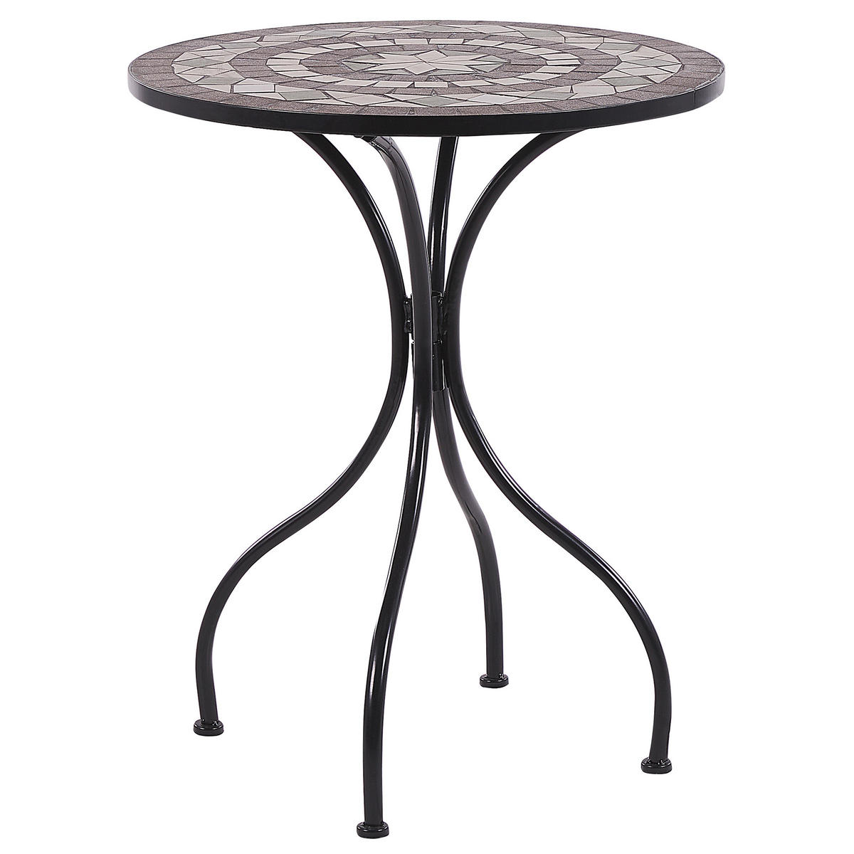 GARTENTISCH Eisen schwarz Mosaik 60 cm Cariati - Schwarz, Metall (60/60/73cm) - Beliani