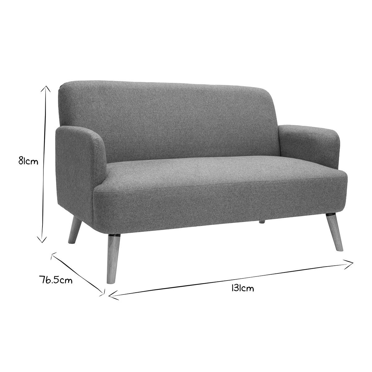 SOFA 2-Sitzer GrÙngrauer Stoff Helles Holz ISKO - Blaugrau, Textil (131/81/76.5cm) - Miliboo