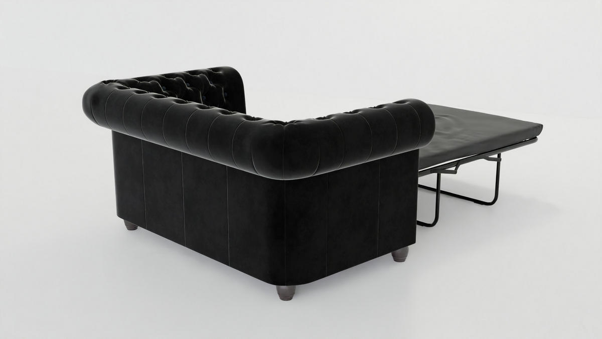CHESTERFIELD-SOFA 2-sitzer mit Schlaffunktion Nyx Schwarz Samt - Schwarz/Braun, Holz/Textil (148/72/86cm) - S-Style Möbel