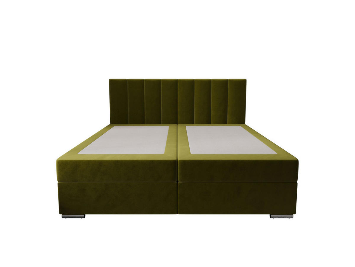 BOXBETT ZILANO 2 mit Matratze H3 und Topper 160x200 Itaka 65 - Grün, Holz/Textil (160/200cm) - Bedante