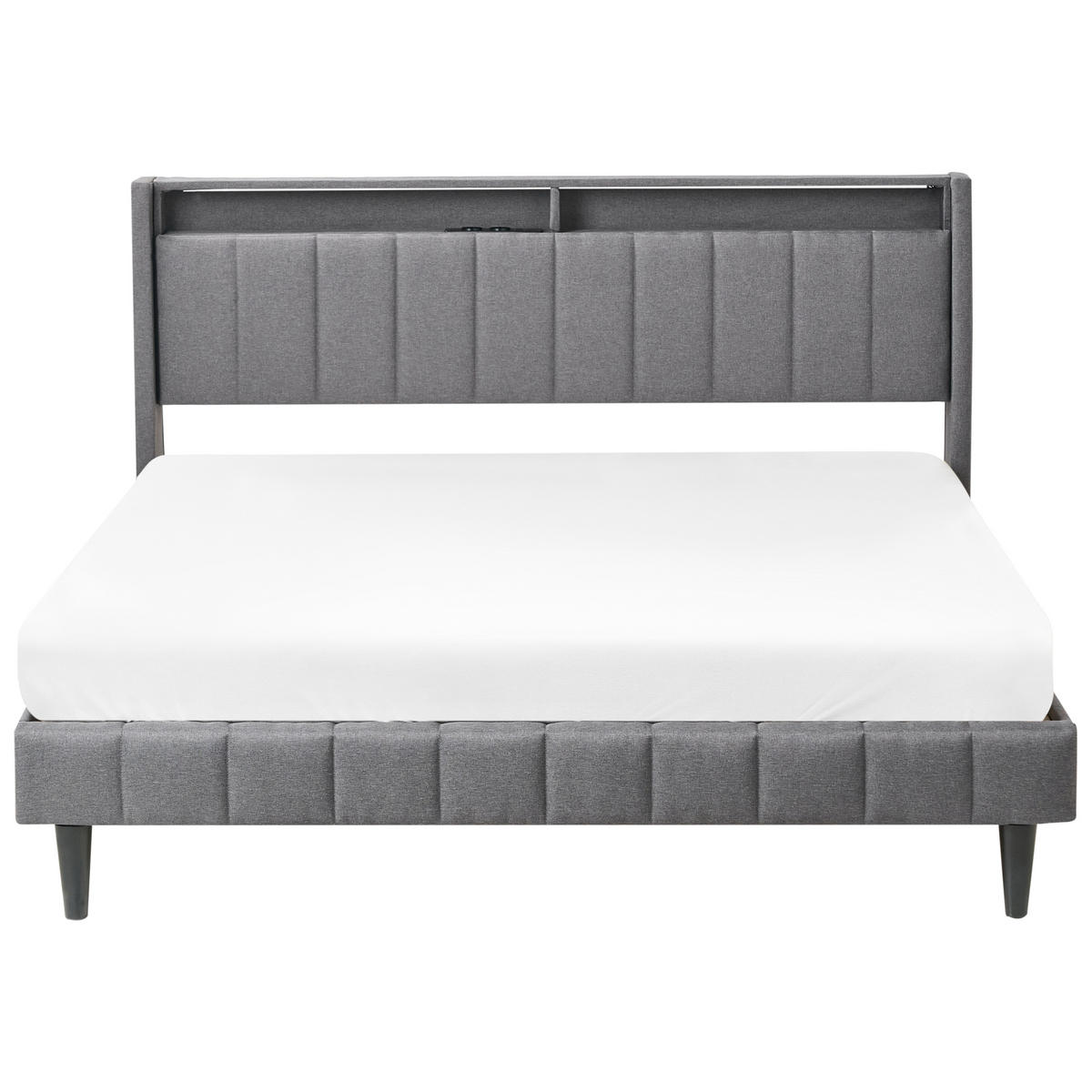 BETT mit LED 160/200 cm Stoff Dunkelgrau Beaulieu - Dunkelgrau, Textil (160/200cm) - Beliani