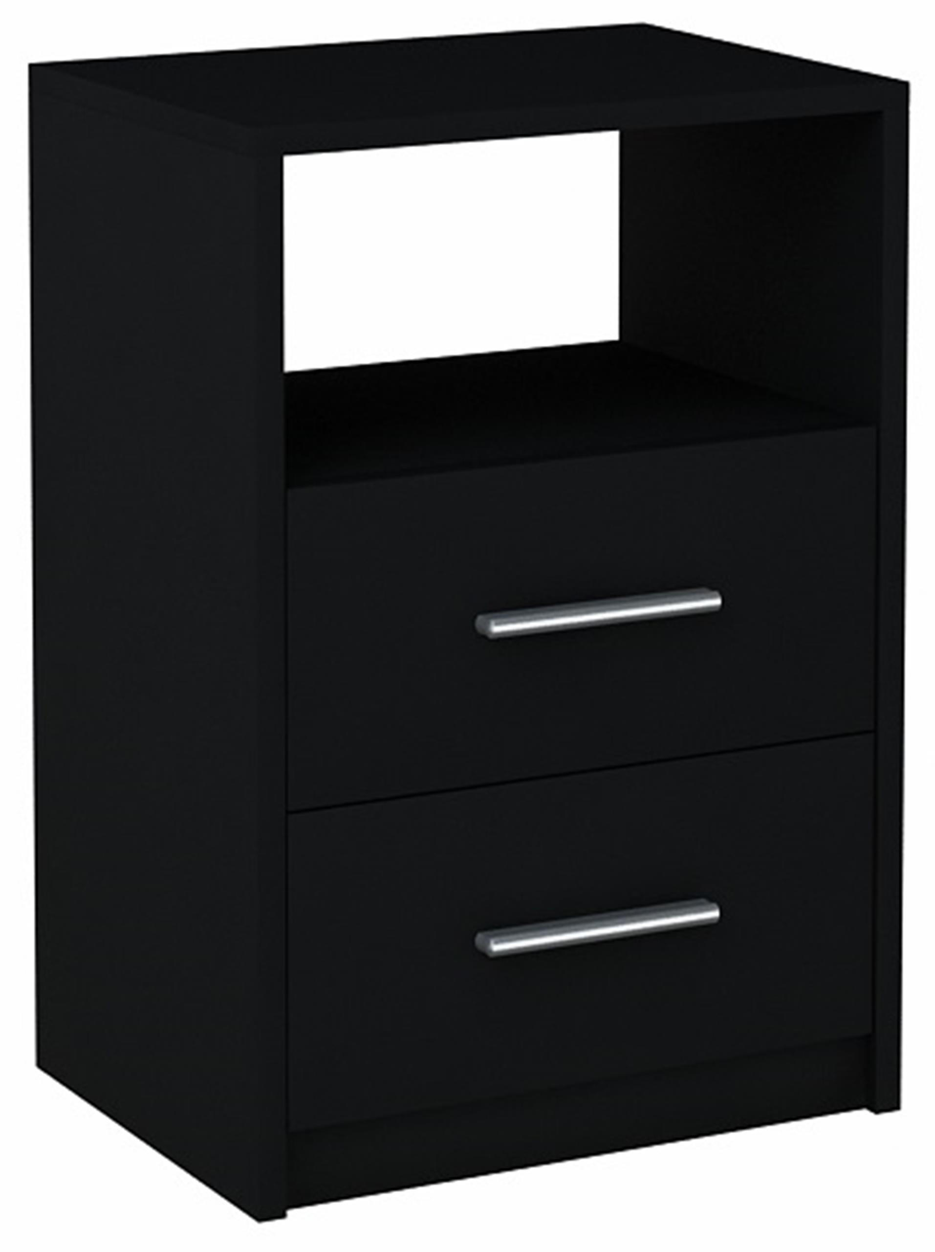 NACHTTISCH 2SO Schwarz 40/35/58,5 cm klassische Optik - Schwarz, Holzwerkstoff (40/58.5/35cm) - Matkam Möbel