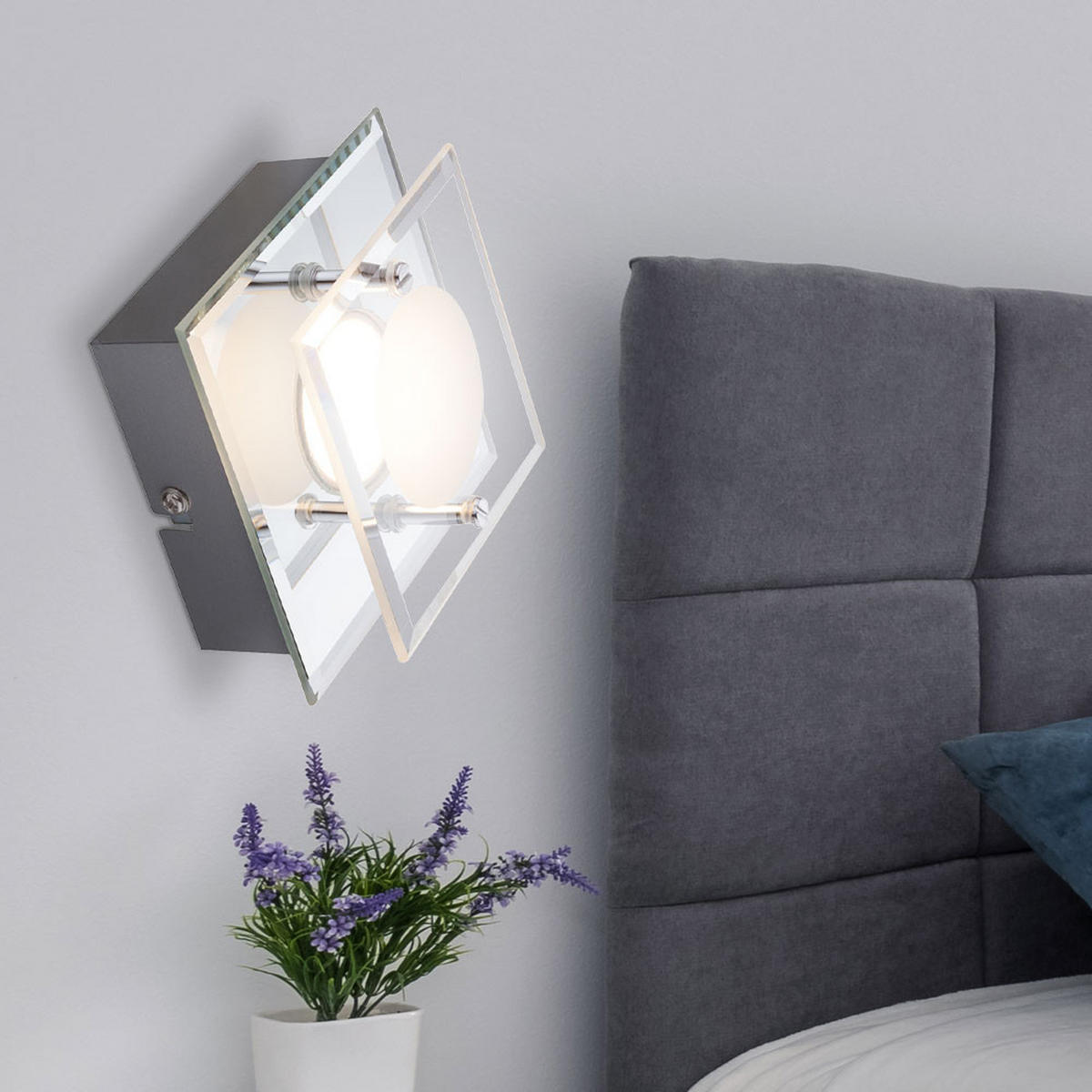 LED WANDLEUCHTE Alexia Silber Chrom - Silberfarben, Glas (12/6.5/12cm) - Globo Lighting