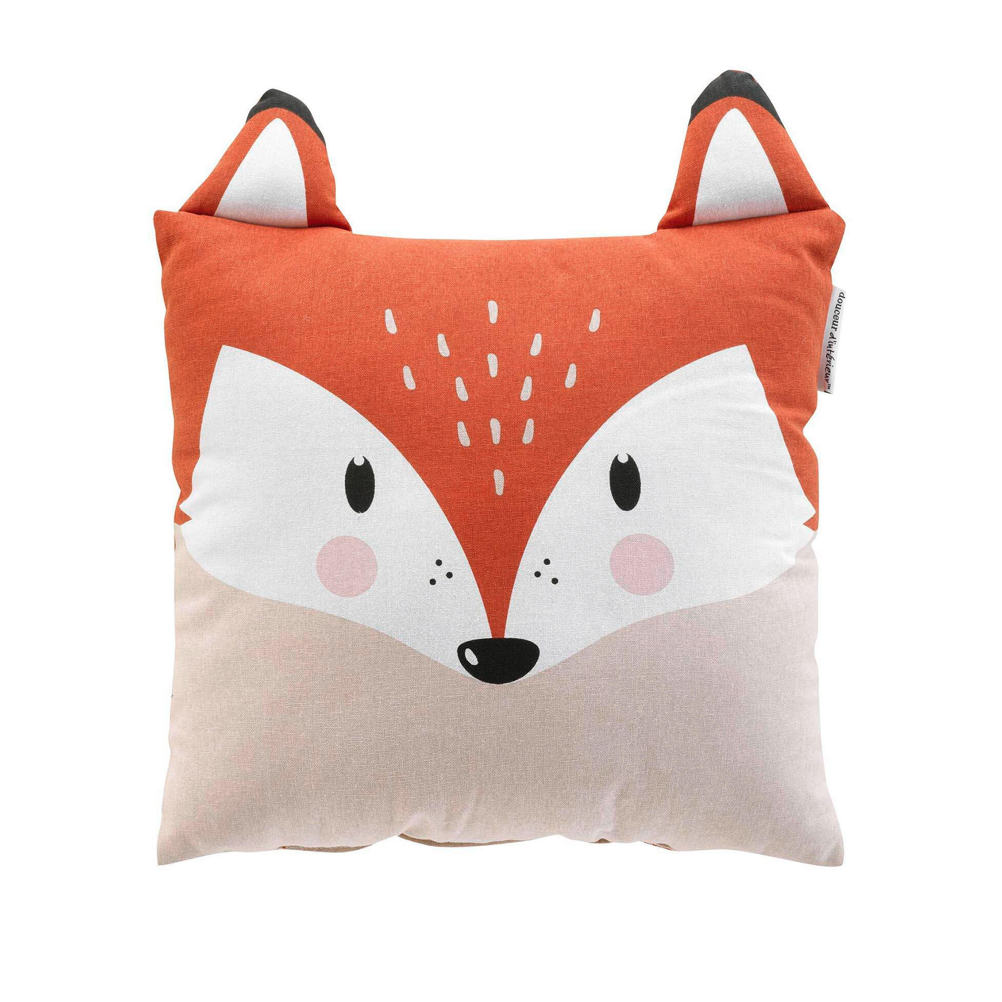 KISSEN Fuchs mit Ohren 40/40 cm - Orange, Naturmaterialien (40/40cm) - Douceur d´intérieur