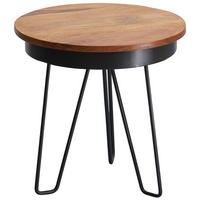 BEISTELLTISCH – Massivholz Metall stabil Industrial - Schwarz/Braun, Holz/Metall (43/43/45cm) - KADIMA DESIGN