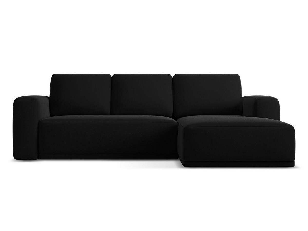 ECKSOFA mit Schlaffunktion Samt Stoff Schwarz - Schwarz, Kunststoff/Textil (258/160cm) - Makamii