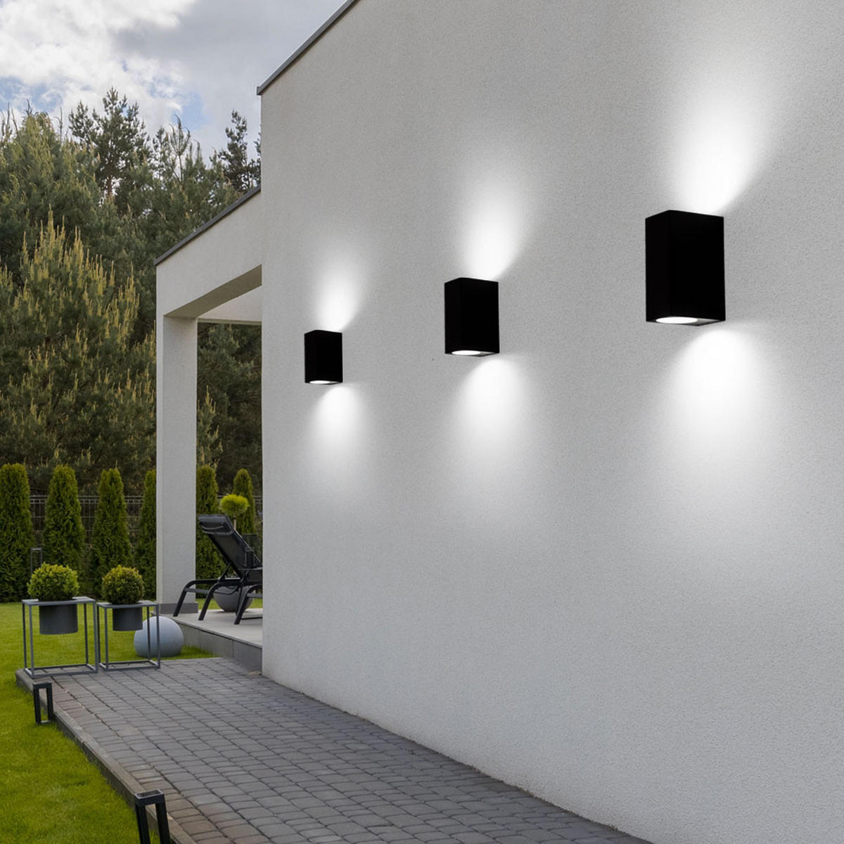 LED AUSSEN-WANDLEUCHTE Aluminium Schwarz - Schwarz, Metall (6.8/15/9.2cm)
