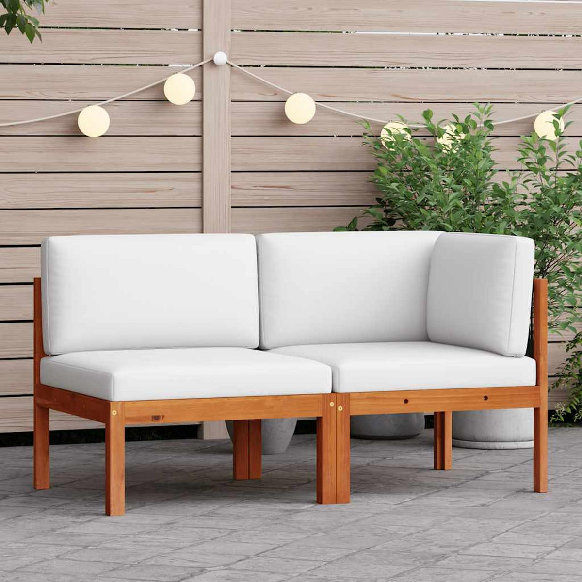 LOUNGEGARNITUR mit Seilrückenlehne und Ecksofa, aus Holz und Seil, 2-teiliges Set - Creme/Braun, Holz/Textil (65/60/65cm) - vidaXL