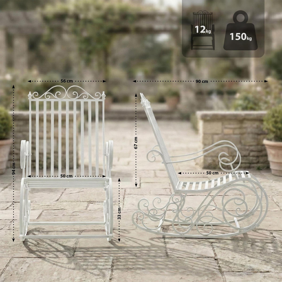 GARTENSCHAUKELSTUHL Metall Weiß - Weiß, Metall (56/94/90cm) - CLP