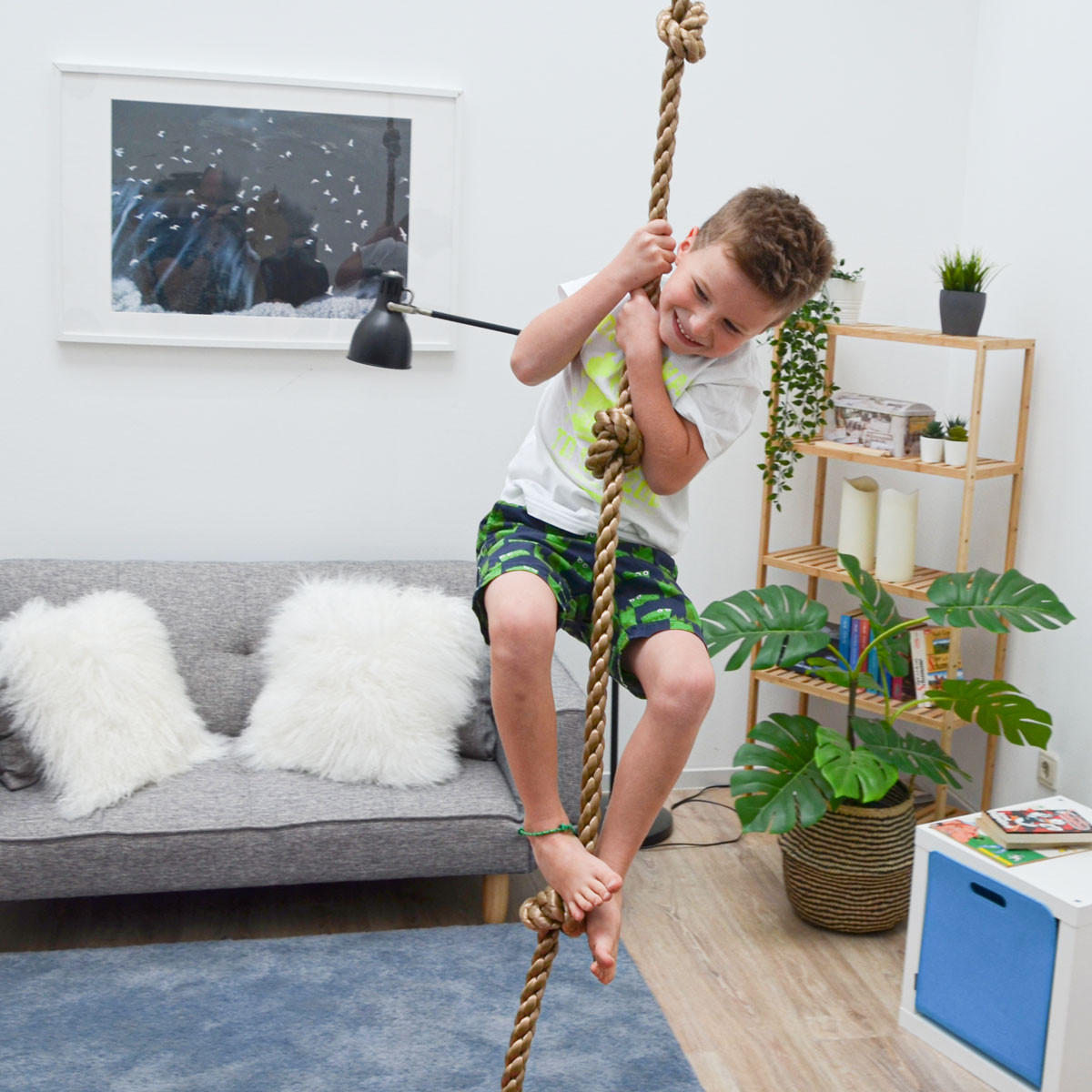 KLETTERSEIL mit Knoten 195/2,5 cm - Braun, Kunststoff (2.5/200cm) - Littletom