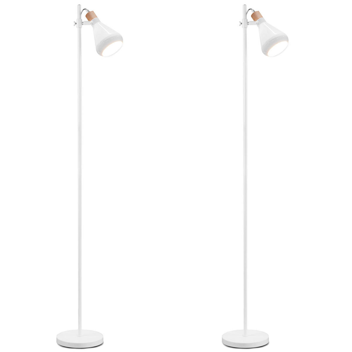 STEHLEUCHTE CORTODI 2-er Set, Weiß - Weiß, Holz/Metall (22/22/156cm) - KONSIMO®