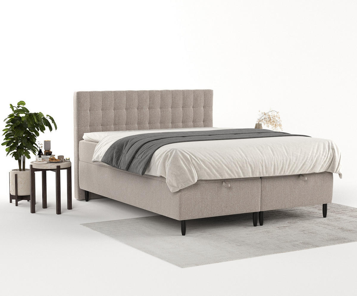 BOXBETT Milo Hellbraun 140/200 cm - Hellbraun/Schwarz, Holz/Holzwerkstoff (140/200cm) - Maison de Reve