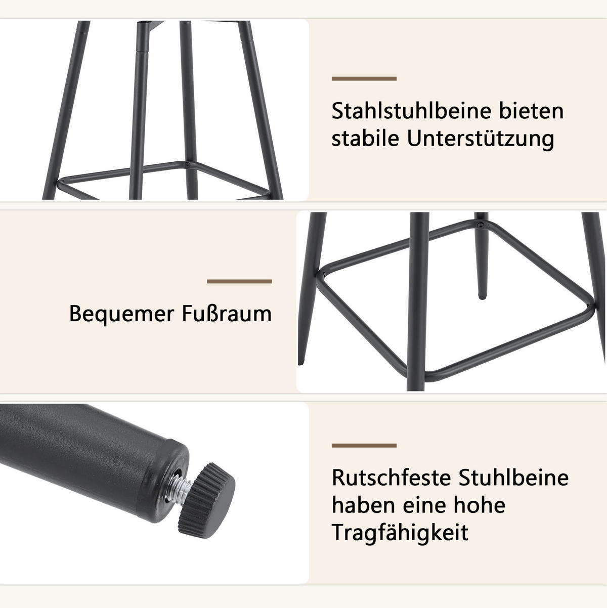 BARHOCKER Braun mit gepolstertem Sitz und Metallgestell - Braun, Textil (39/96/39cm) - MIVRAY