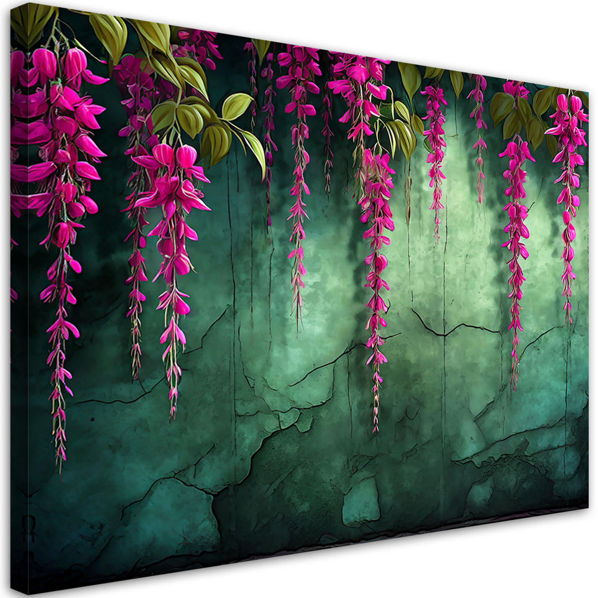 LEINWANDBILD Hängende Blumen - Grün, Textil (60/40cm) - Feeby
