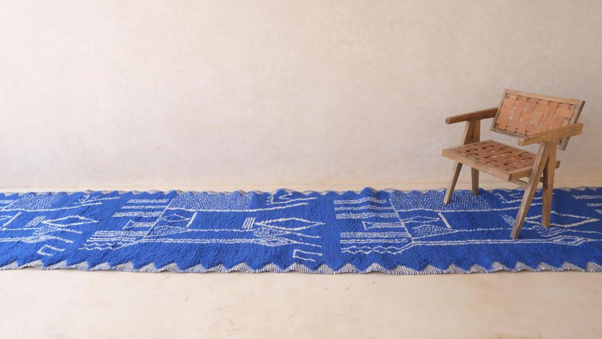 BERBERTEPPICH aus Marokko aus reiner Wolle 200x 300 cm - Blau, Naturmaterialien (200/300cm) - AFK Living