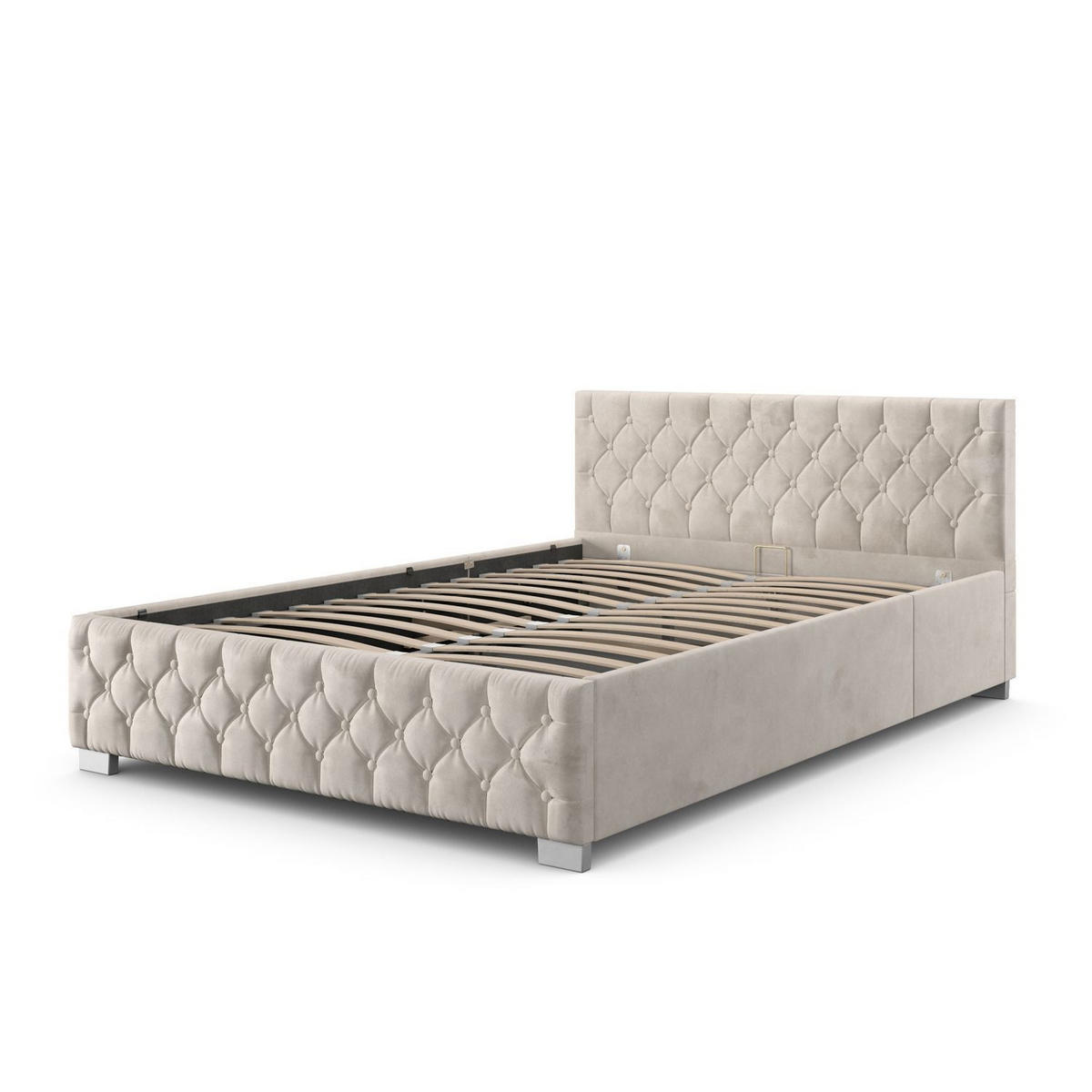 POLSTERBETT Nizza beige 180x200 cm mit Matratze - Beige, Holzwerkstoff (180/200cm) - Juskys