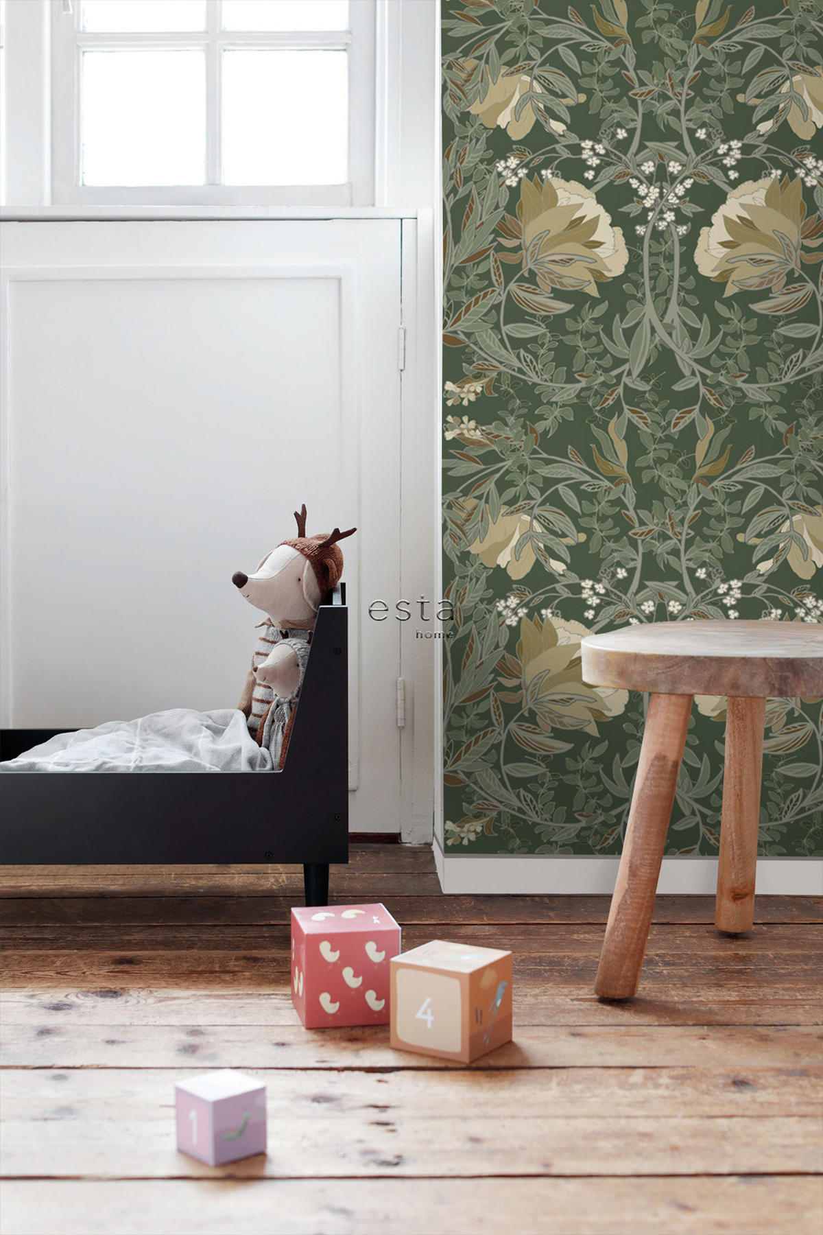 TAPETE Blumenmuster im Jugendstil 53 cm x 10.05 m - Grün, Papier (53/1000cm) - ESTAhome